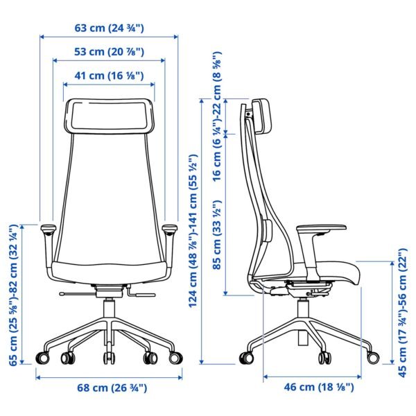Office chair with armrests white