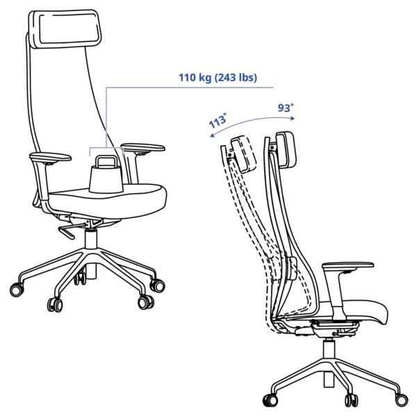 Office chair with armrests white