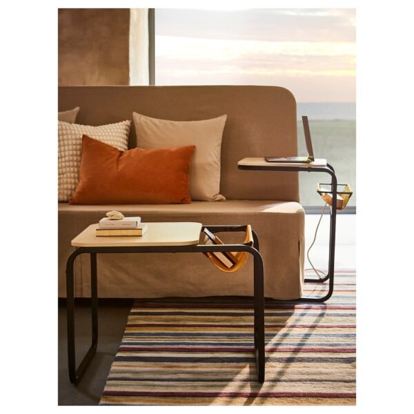 Side table anthracitebirch effect dark yellow 53x50 cm