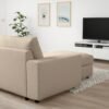 Corner sofa 5seat w chaise longue with wide armrests beige