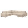 Corner sofa 5seat w chaise longue with wide armrests beige