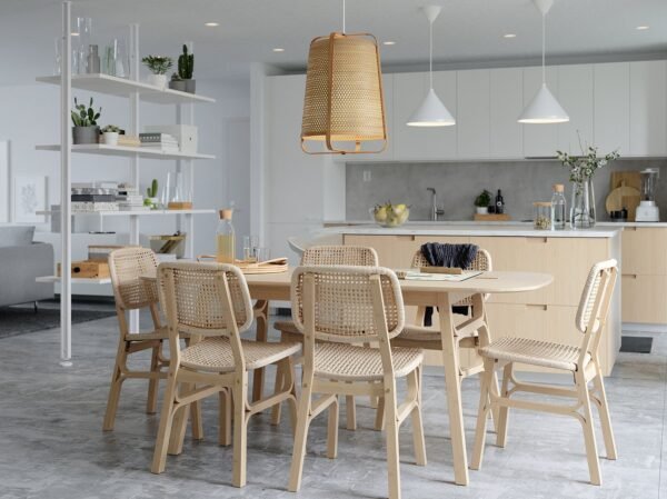 Dining table light bamboo 180x90 cm