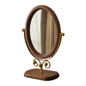 Vintage Bedroom Desktop Mirror Solid Wood